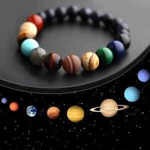 Eight Planets Natural Stone Beaded Chakra Bracelet-6.85"